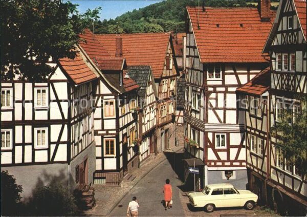 Bad Orb Blick in die Kirchgasse Fachwerkhäuser