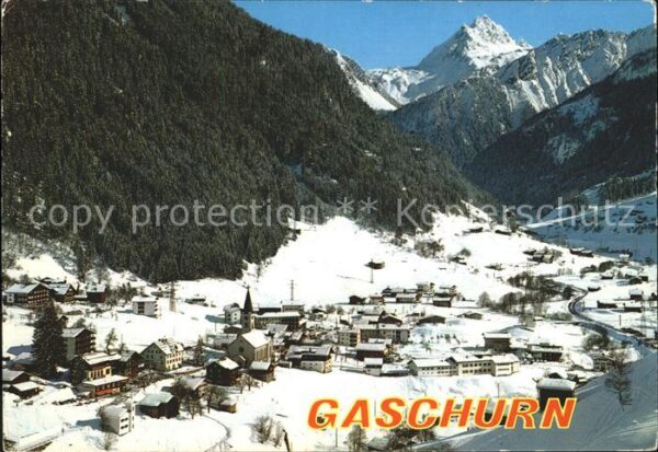 Gaschurn Vorarlberg Winterpanorama gegen Vallüla Montafon