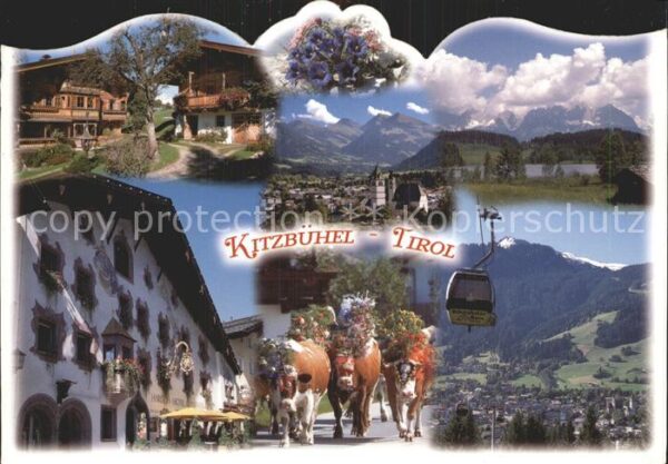 Kitzbuehel Tirol Teilansichten Fassadenmalerei Almabtrie