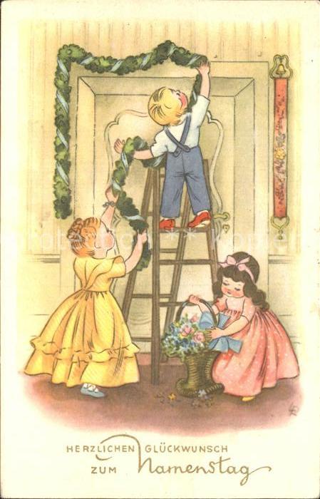 Namenstag Namenskarte Kinder Leiter Blumen