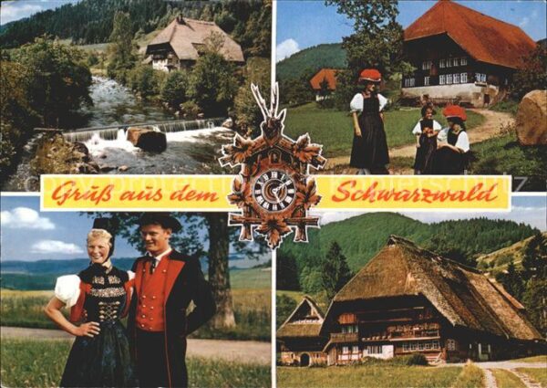 Trachten Schwarzwald Schwarzwaldhaus Bollenhut - P O S T K A