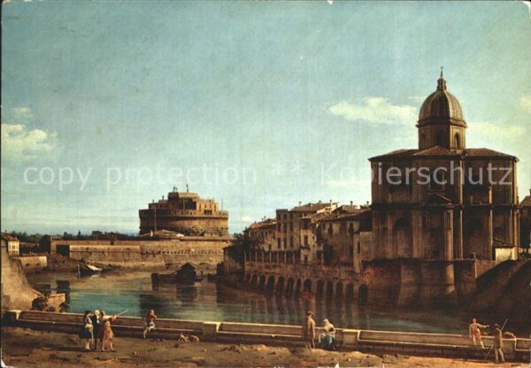 Kuenstlerkarte Bernardo Bellotto Tevere Abside S. Giov