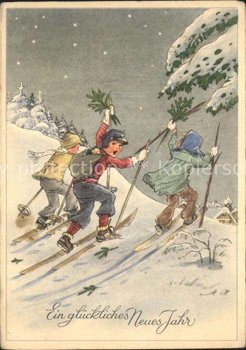 Skifahren Kinder Neujahr