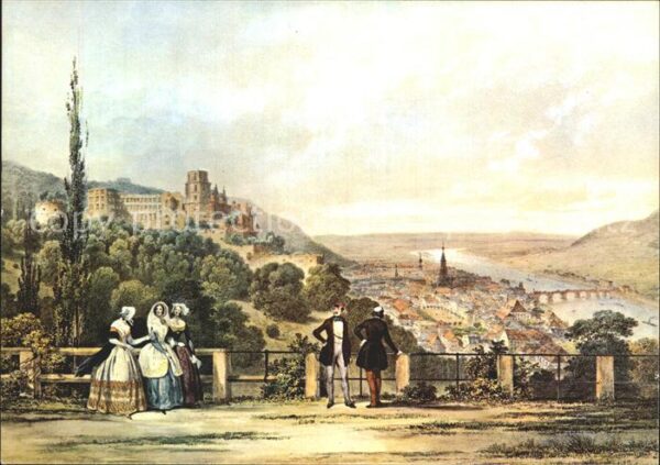 Kuenstlerkarte Theodor Verhas Heidelberg von der Schlo