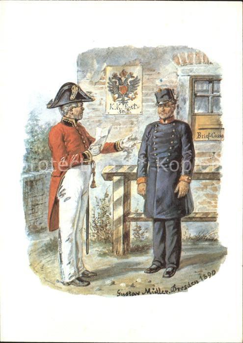 Postbote Brieftraeger Künstlerkarte Gustav Müller