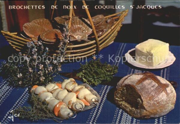 Lebensmittel Recette Brochettes de noix de coquilles