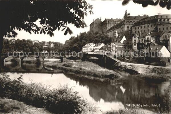 Weilburg Uferpartie an der Lahn Brücke Schloss