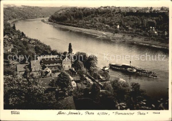 Pirna Fremdenhof Posta Blick auf die Elbe mit
