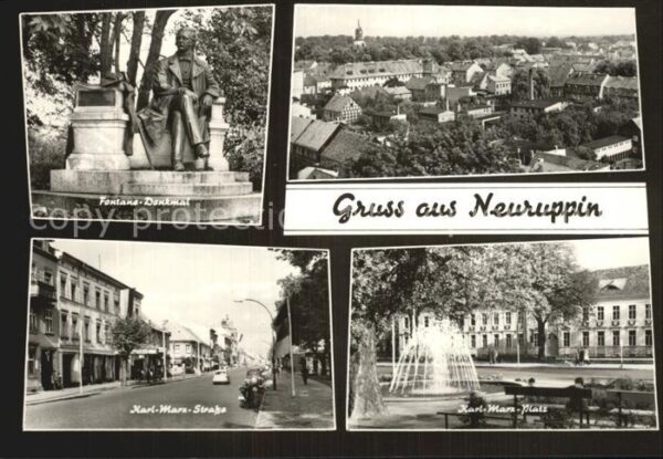 Neuruppin Fontane Denkmal Karl Marx- Platz Strass
