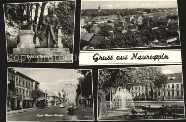 Neuruppin Fontane Denkmal Karl Marx Strasse und P