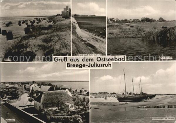 Juliusruh Ruegen Am Bodden Fischerboote am Strand Teilan