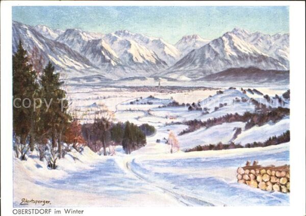 Oberstdorf Winter Künstlerkarte