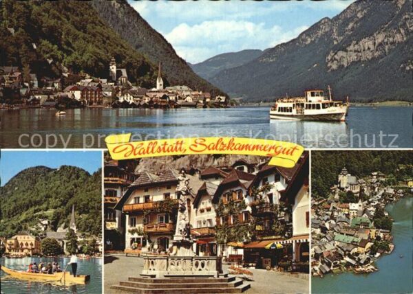 Hallstatt Austria Hallstättersee Schiff Brunnen