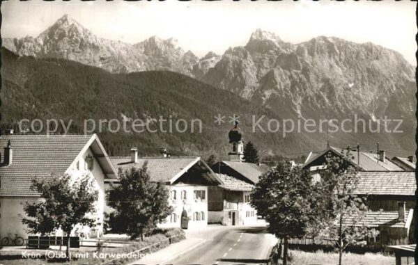 Kruen Ortspartie mit Karwendelgebirge