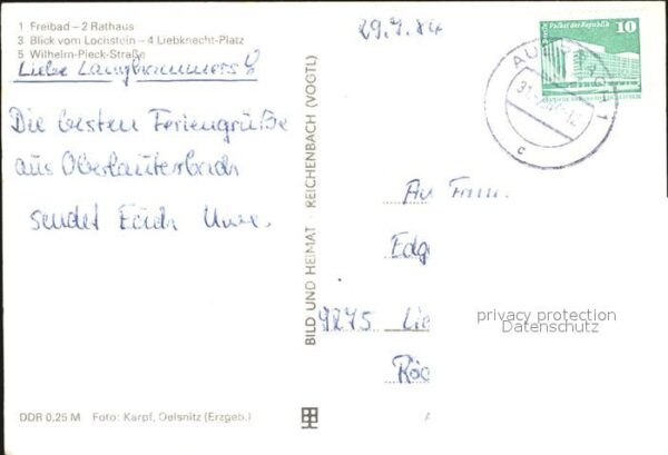 Falkenstein Vogtland Freibad Rathaus Wilelm Pieck Straße – Bild 2