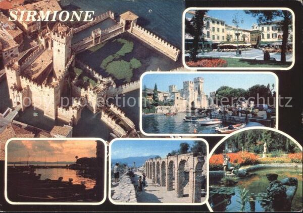 Sirmione Lago di Garda Castello Hafenpartie Arcaden Teich
