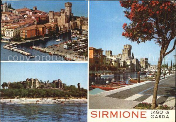 Sirmione Lago di Garda Fliegeraufnahme Hafen