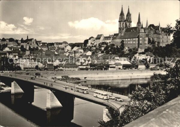 Meissen Elbe Sachsen Albrechtsburg Dom und neue Elbbrücke