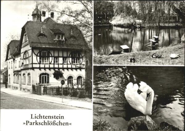 Lichtenstein Hohenstein-Ernstthal Parkschlösschen Schwanenteich
