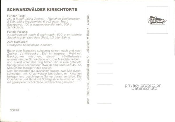 Lebensmittel Rezept Schwarzwälder Kirschtorte Kuckuc – Bild 2
