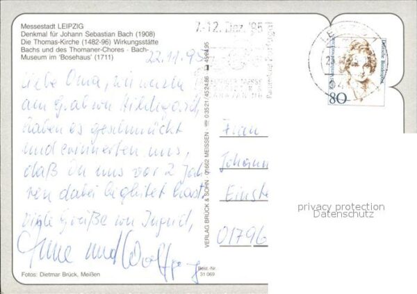 Bach Johann Sebastian Denkmal Leipzig Thomas-Kirche Bachmuseu – Bild 2