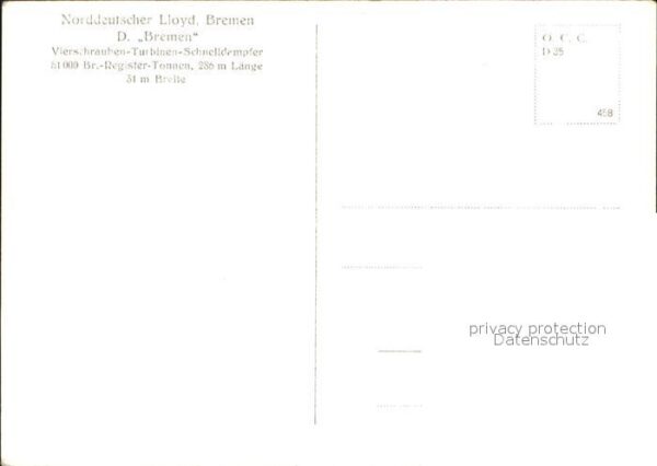 Dampfer Oceanliner Bremen Norddeutsche Lloyd – Bild 2