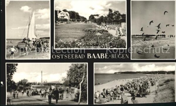 Baabe Ostseebad Ruegen Strandpromenade Möwe Segelboot