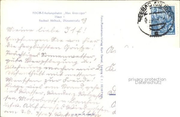 Ahlbeck Ostseebad FDGB Erholungsheim Max-Kreuziger Haus D – Bild 2