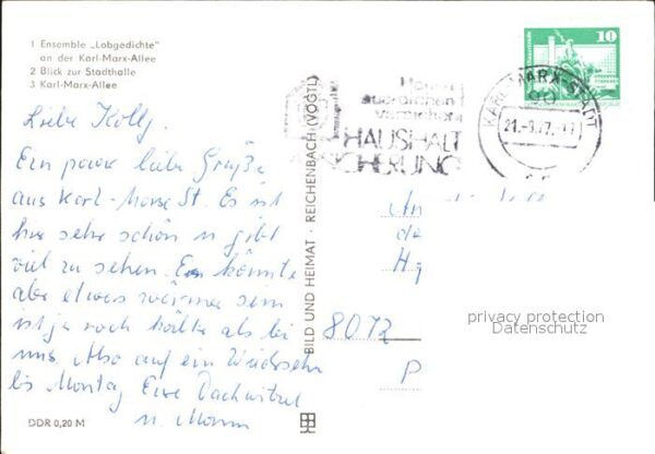 Karl-Marx-Stadt Stadthalle Ensemble Lobgedichte Karl-Ma – Bild 2