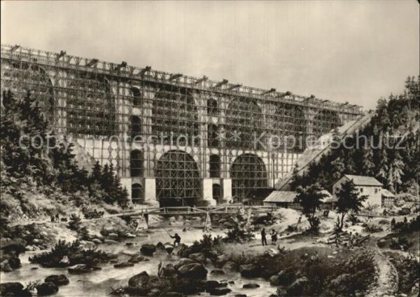Plauen Vogtland Bau der Elstertalbrücke 1850
