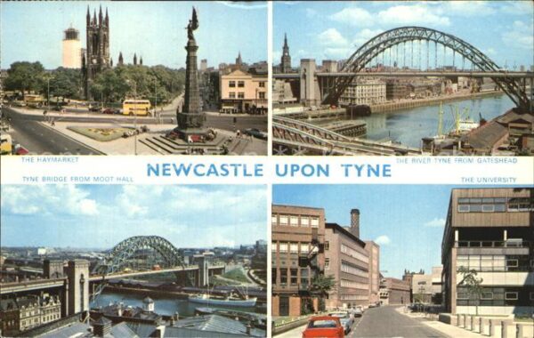 Newcastle upon Tyne Haymarket Monument River Tyne from Gate