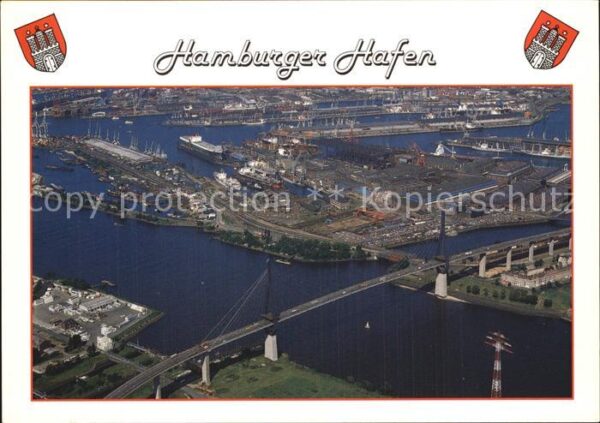 Hamburg Hafen Köhlbrandbrücke Fliegeraufnahme