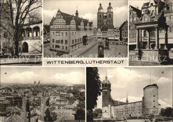 Wittenberg Lutherstadt Hof Lutherhalle Marktplatz Marktbrunnen