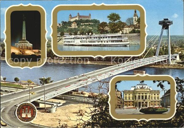 Bratislava Pressburg Pozsony Slavin Hrad Most SNP Slovenske narodne