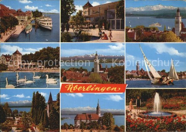 Ueberlingen Bodensee Brunnen Segelboot Schiffe Anlegestelle