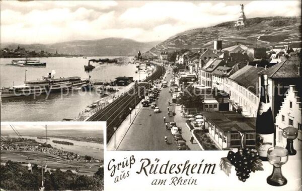 Ruedesheim Rhein Uferstrasse Eisenbahn Dampfer Anleger N