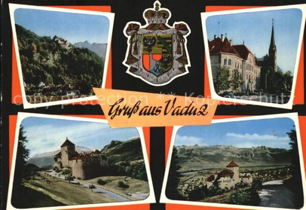 Vaduz Schloss Kirche Wappen Krone Berge