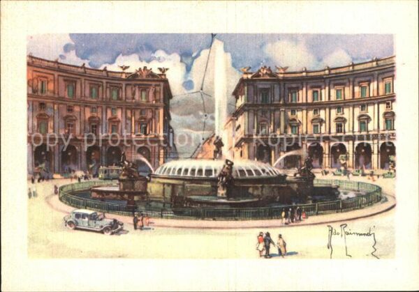 Roma Rom Piazza Esedra Fontana Platz Brunnen Kün