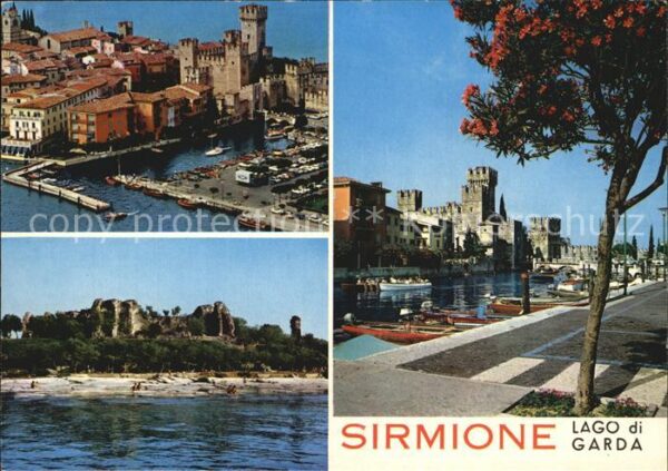 Sirmione Lago di Garda Hafen Promenade Strand Ruinen Schloss
