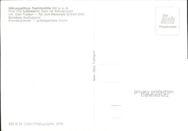 Loffenau Bad Herrenalb Höhengasthaus Teufelsmühle Schwarzwald – Bild 2