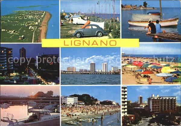 Lignano Fliegeraufnahme Hafen Zeltplatz Strand