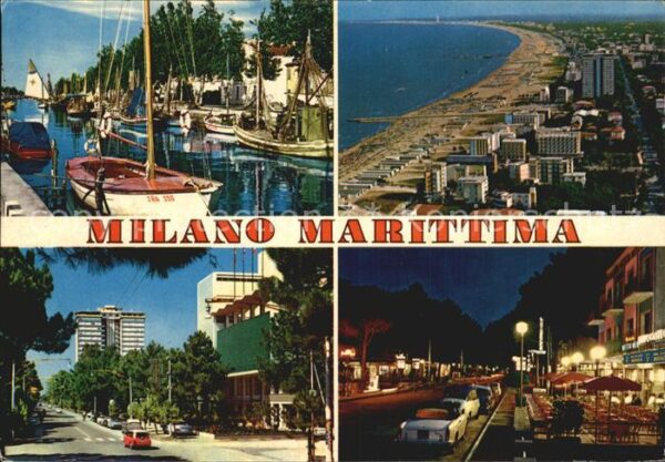 Milano Marittima Fliegeraufnahme Hafen Promenade bei Nac