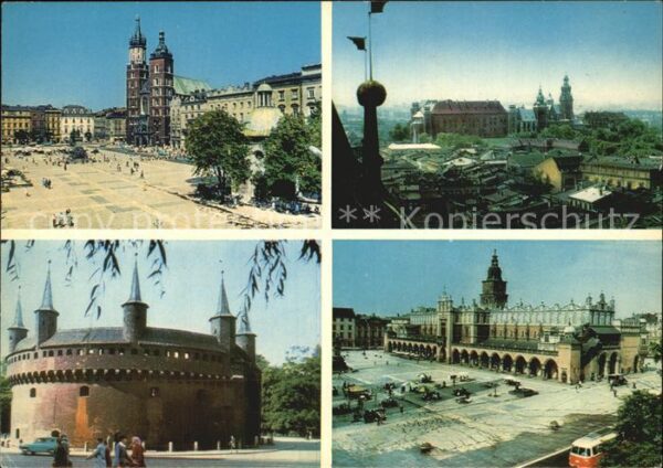 Krakow Krakau Rynek Glowny z koscidlem Mariackim Barb