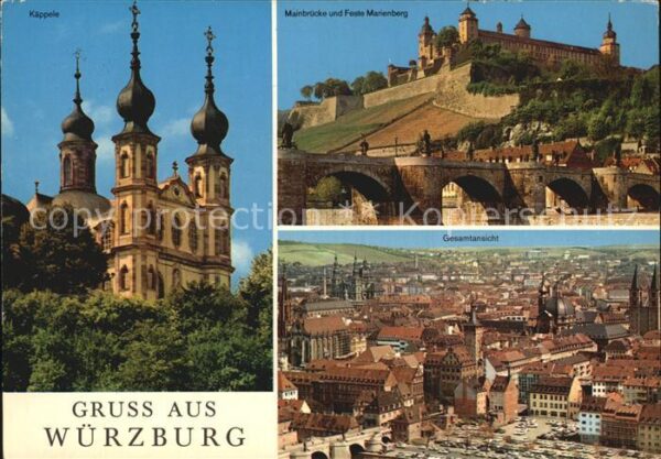 Wuerzburg Käppele Mainbrücke und Feste Marienburg
