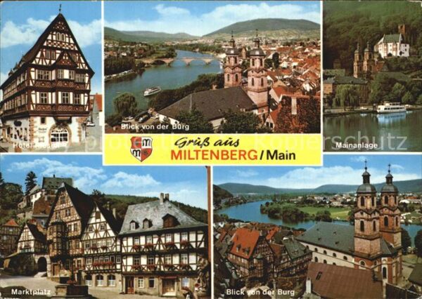 Miltenberg Main Blick von Burg Marktplatz Mainanlage