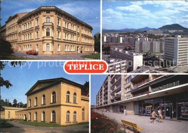 Teplice Fliegeraufnahme Neubauten Strassenparti