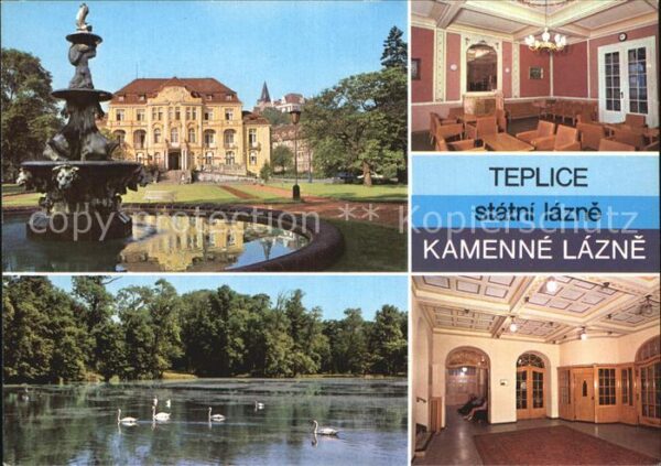Teplice Kamenne Lazne Brunnen Schwäne Teich