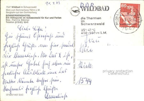 Wildbad Schwarzwald Sommerberghotel Bergbahn zum Sommerberg – Bild 2