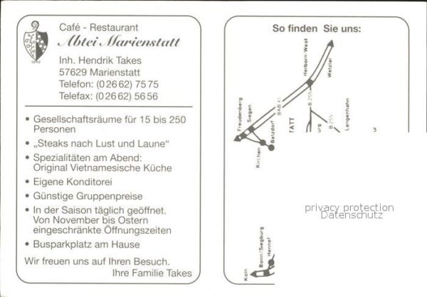 Marienstatt Westerwald Cafe Restaurant Abtei Marienstatt Flieg – Bild 2