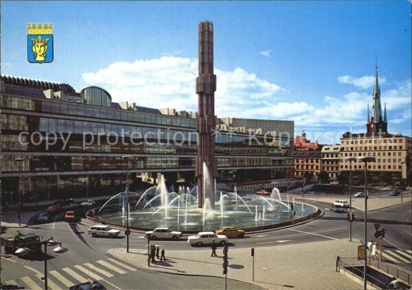 Stockholm Sergels torg m obelisk Riksdagshus Klar